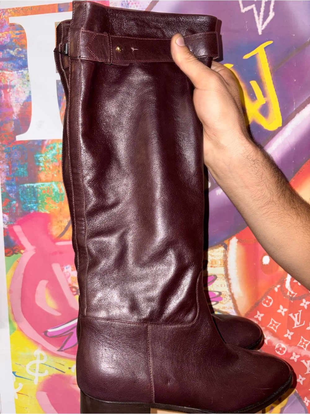 Classic Tall Leather Riding Boots in Dark Brown - Picture 6 of 11